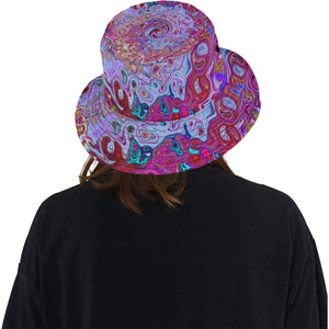 Bucket Hats, Retro Groovy Abstract Lavender and Magenta Swirl