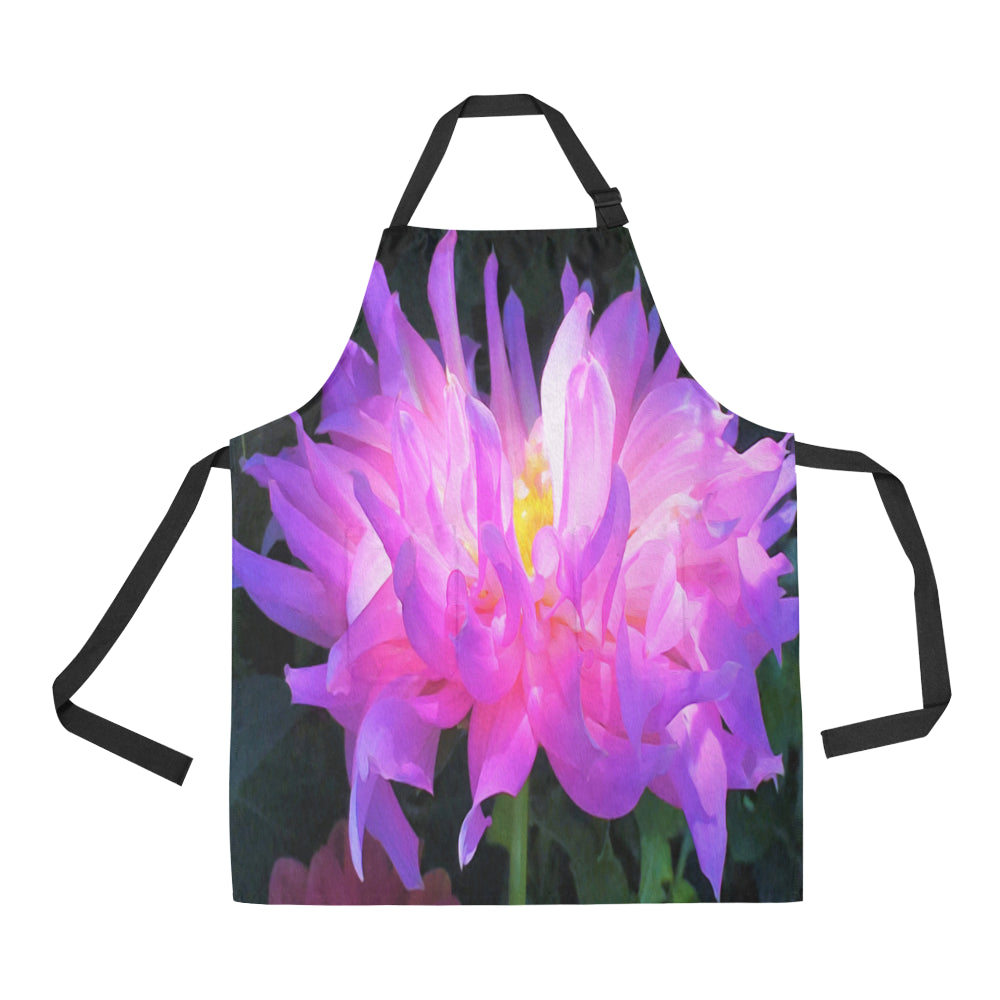 Apron with Pockets, Stunning Pink and Purple Cactus Dahlia