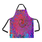 Apron with Pockets, Trippy Red and Purple Abstract Retro Liquid Swirl