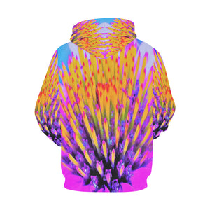 Hoodies for Women, Abstract Macro Hot Pink and Yellow Coneflower