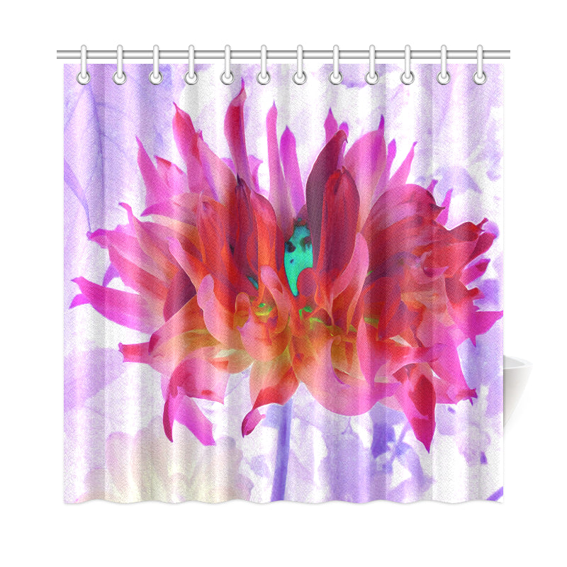 Shower Curtains, Stunning Red and Hot Pink Cactus Dahlia