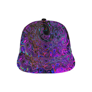 Snapback Hat, Trippy Black and Magenta Retro Liquid Swirl