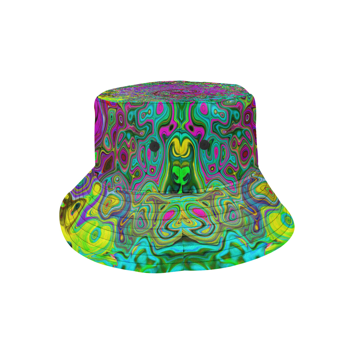 Bucket Hats, Groovy Purple Abstract Retro Liquid Swirl