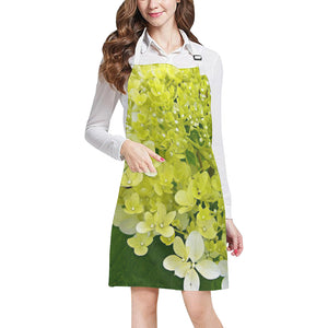 Apron with Pockets, Elegant Chartreuse Green Limelight Hydrangea