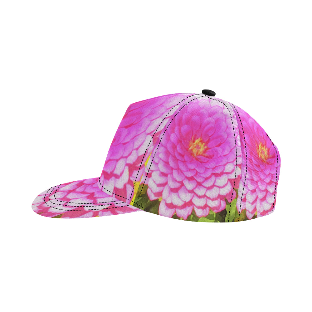 Snapback Hats, Pretty Round Pink Zinnia in the Summer Garden