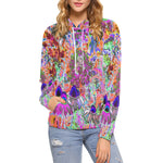 Hoodies for Women, Psychedelic Hot Pink and Lime Green Garden Flowers