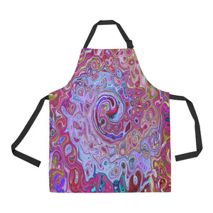 Apron with Pockets, Retro Groovy Abstract Lavender and Magenta Swirl