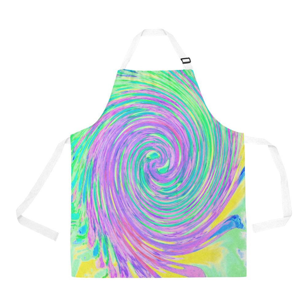 Apron with Pockets, Turquoise Blue and Purple Abstract Swirl