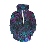 Hoodies for Women, Retro Aqua Magenta and Black Abstract Swirl