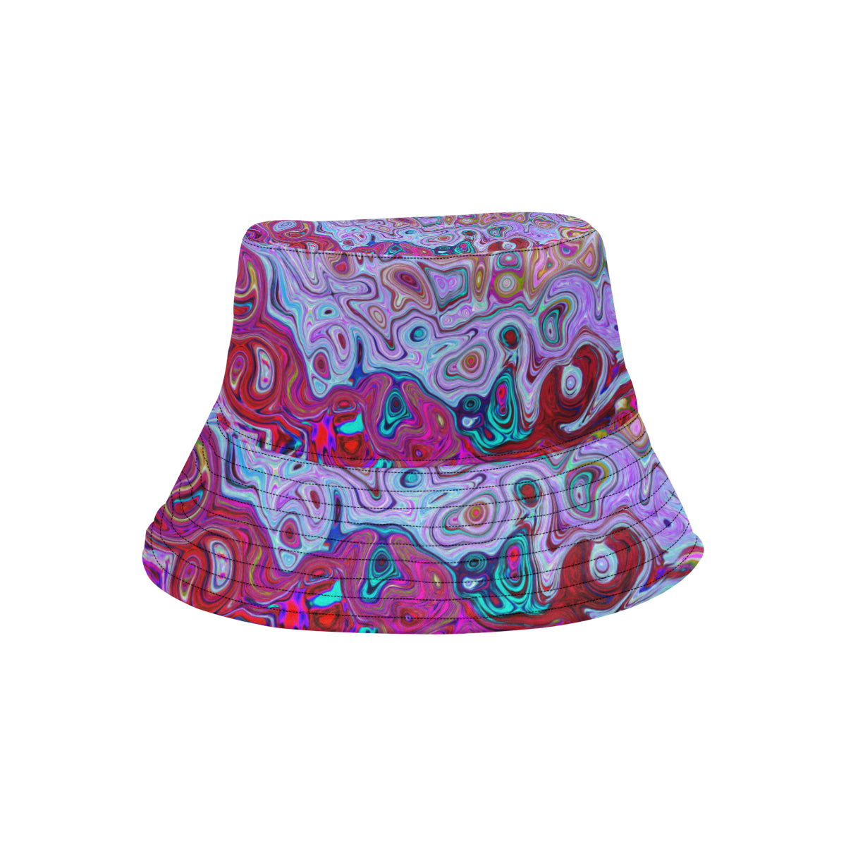 Bucket Hats, Retro Groovy Abstract Lavender and Magenta Swirl