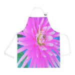 Apron with Pockets, Lovely Pink Cactus Dahlia Macro Flower Burst