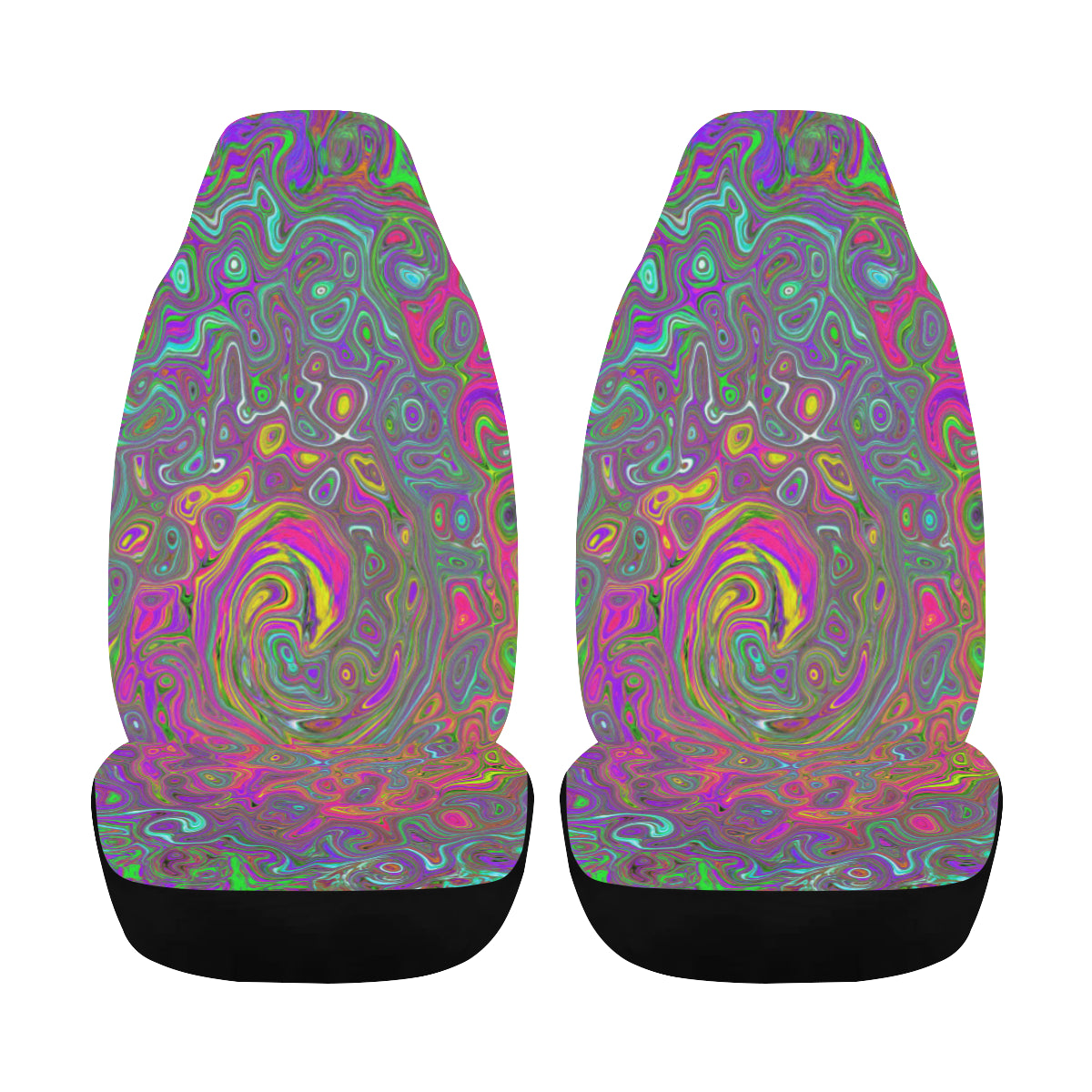 Car Seat Covers, Trippy Hot Pink Abstract Retro Liquid Swirl