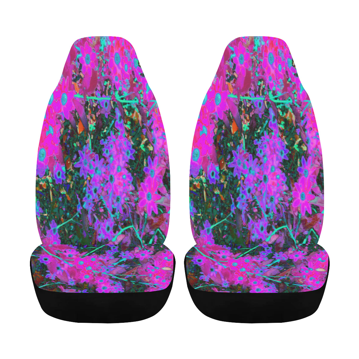 Car Seat Covers, Pretty Hot Pink, Magenta and Aqua Blue Flowers