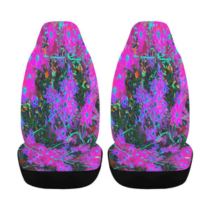 Car Seat Covers, Pretty Hot Pink, Magenta and Aqua Blue Flowers