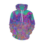 Hoodies for Women, Psychedelic Magenta Rainbow Garden Landscape