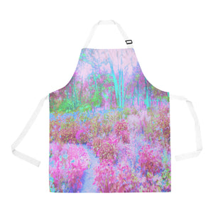 Apron with Pockets, Impressionistic Pink and Turquoise Garden Landscape