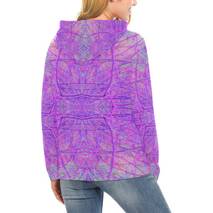 Hoodies for Women, Hot Pink and Purple Abstract Branch Pattern