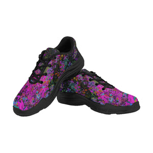 Running Shoes for Women, Psychedelic Hot Pink and Black Garden Sunrise