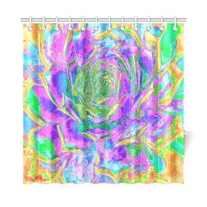 Shower Curtains, Rainbow Colors Fiesta Succulent Sedum Rosette