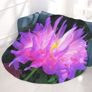 Round Throw Blankets, Stunning Pink and Purple Cactus Dahlia