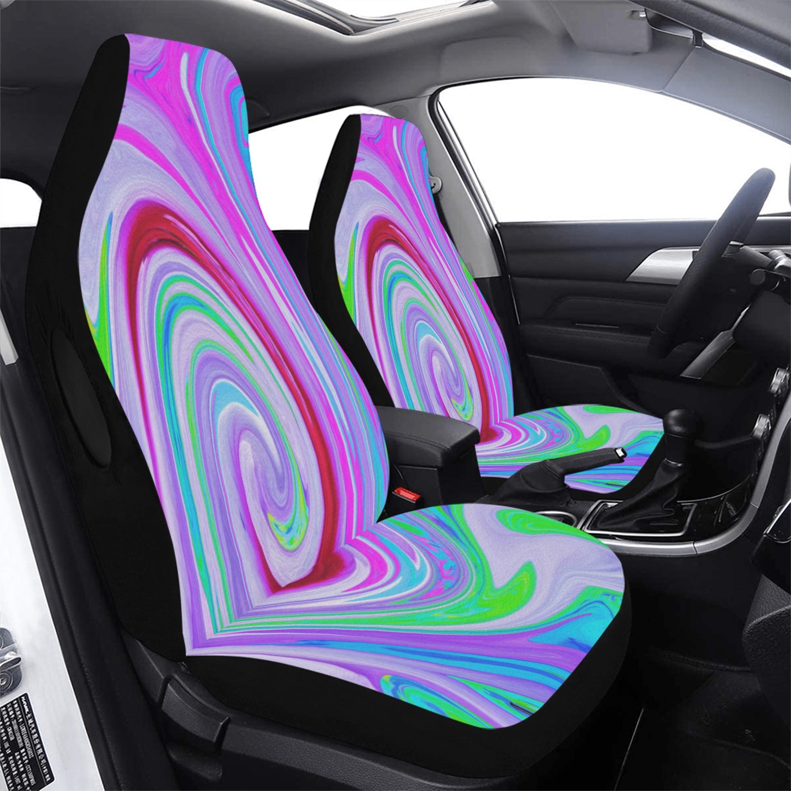 Car Seat Covers - Groovy Abstract Red Swirl on Purple and Pink