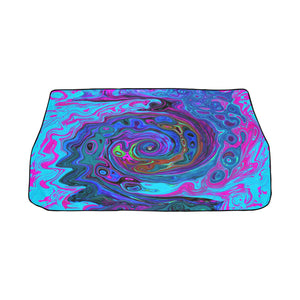 Car Umbrella Sunshades, Groovy Abstract Retro Blue and Purple Swirl