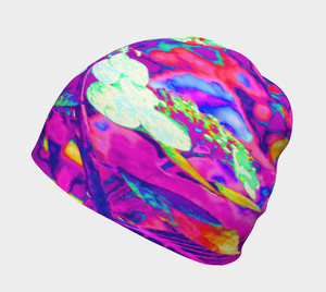 Beanie Hat, Psychedelic Aqua Twist and Shout Hydrangea Beanies for Women