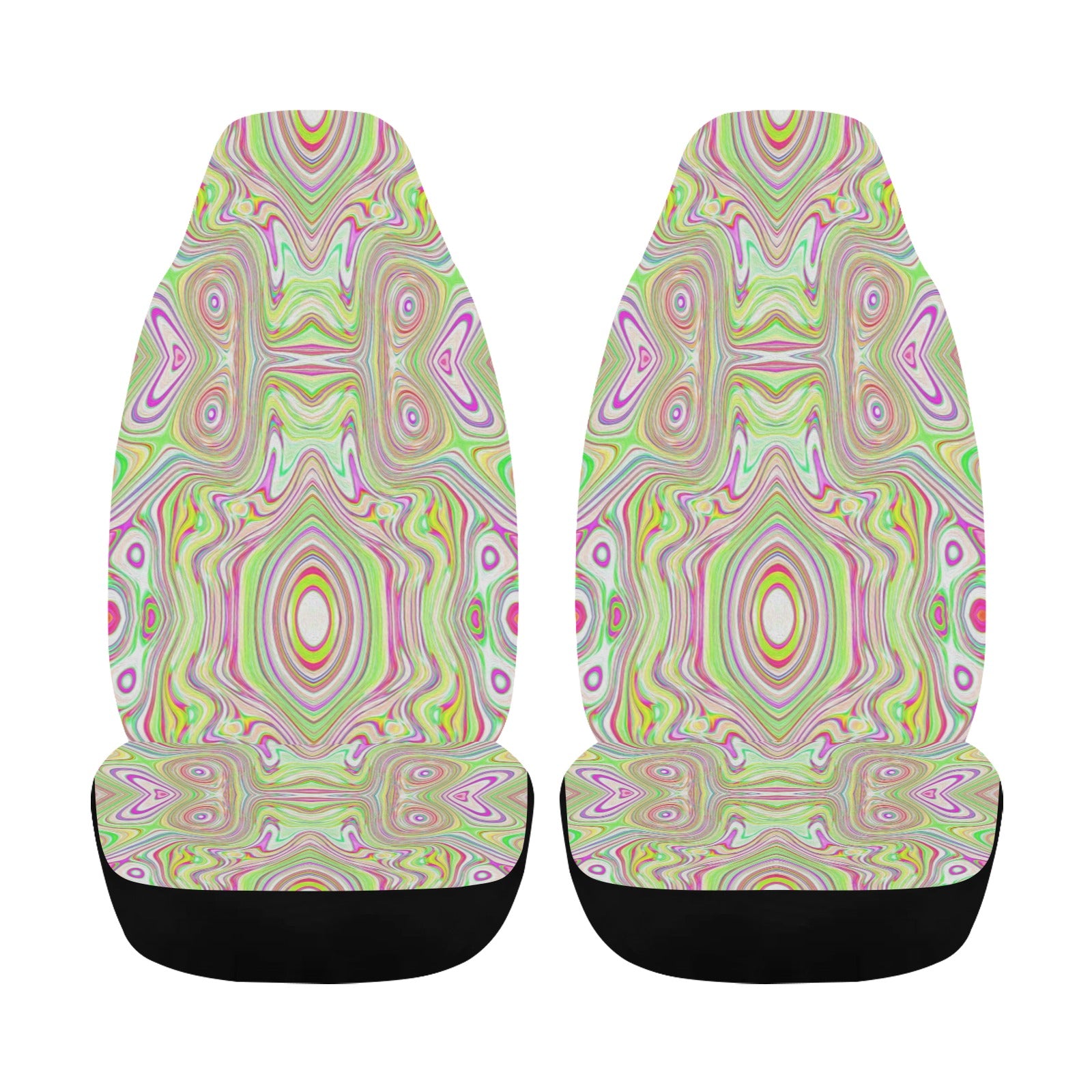 Car Seat Covers, Trippy Retro Pink and Lime Green Abstract Pattern
