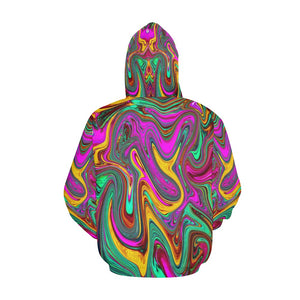 Hoodies for Women, Marbled Hot Pink and Sea Foam Green Abstract Art