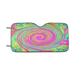 Auto Sun Shades, Groovy Abstract Pink and Turquoise Swirl with Flowers