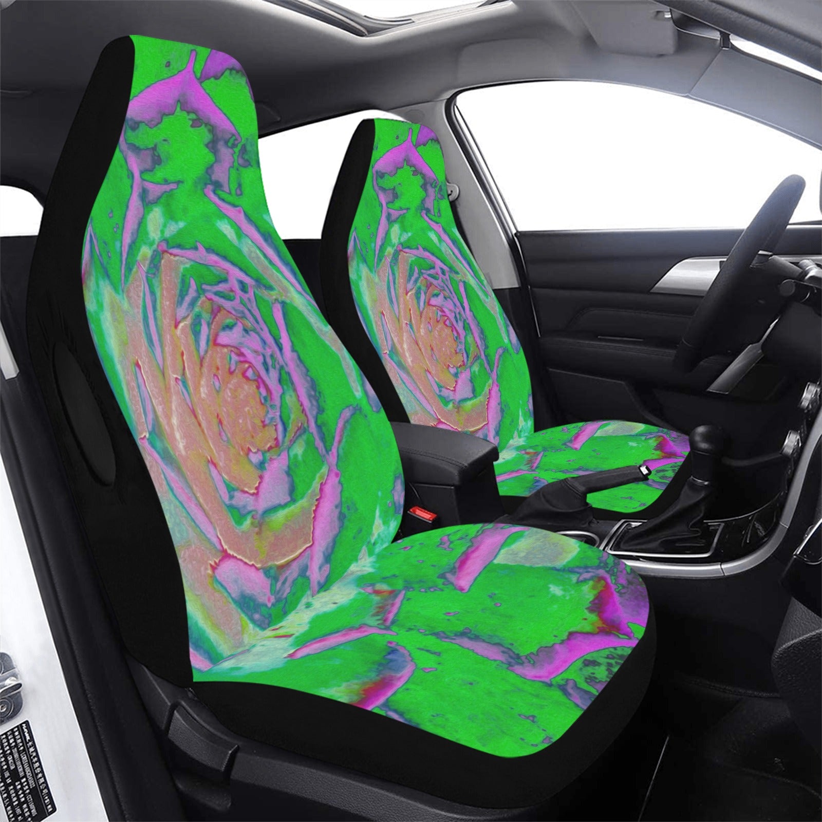 Car Seat Covers - Green and Magenta Succulent Sedum Rosette