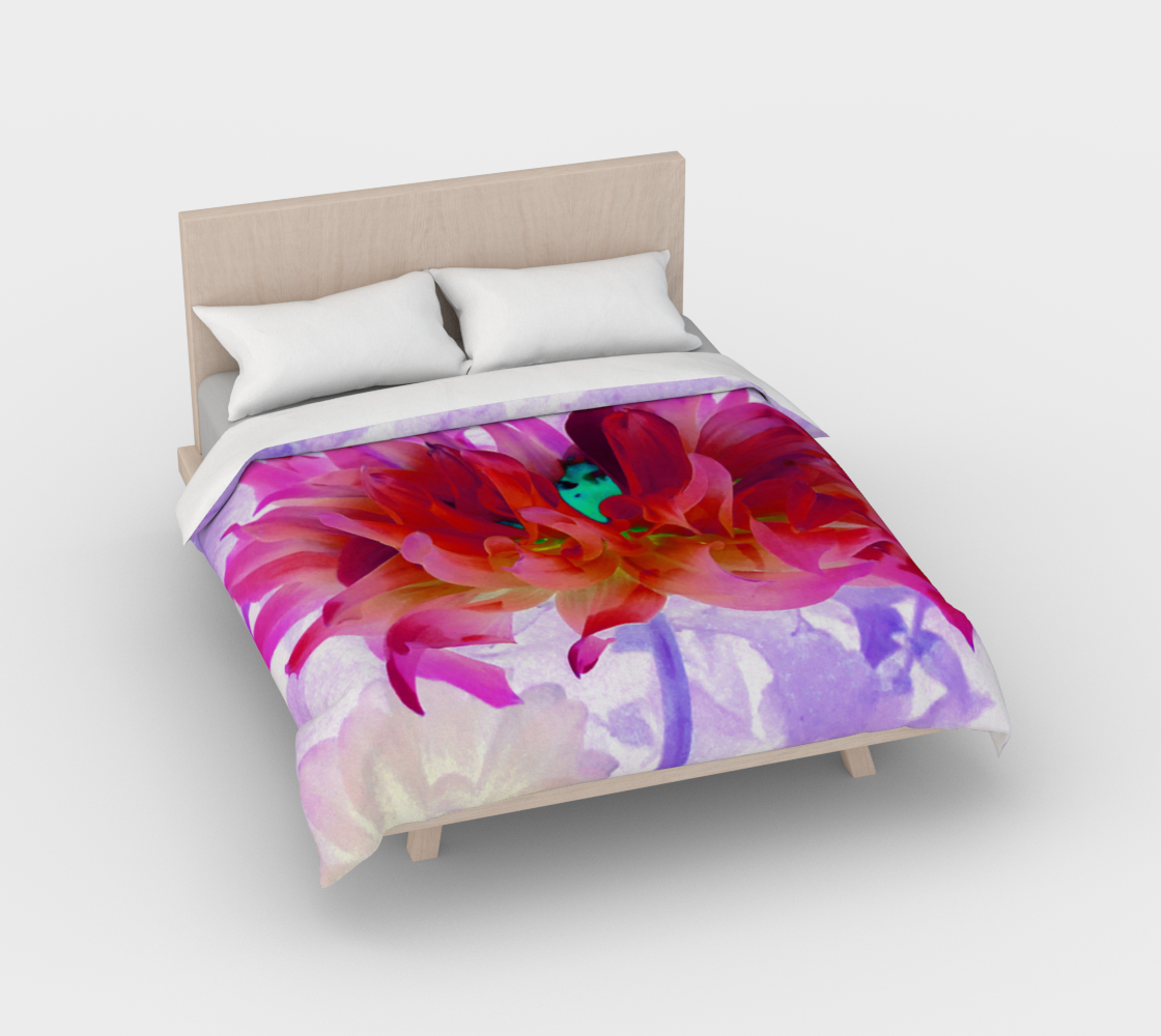 Artsy Duvet Covers, Stunning Red and Hot Pink Cactus Dahlia