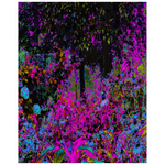 Psychedelic Hot Pink and Black Garden Sunrise Poster 16 x 20"