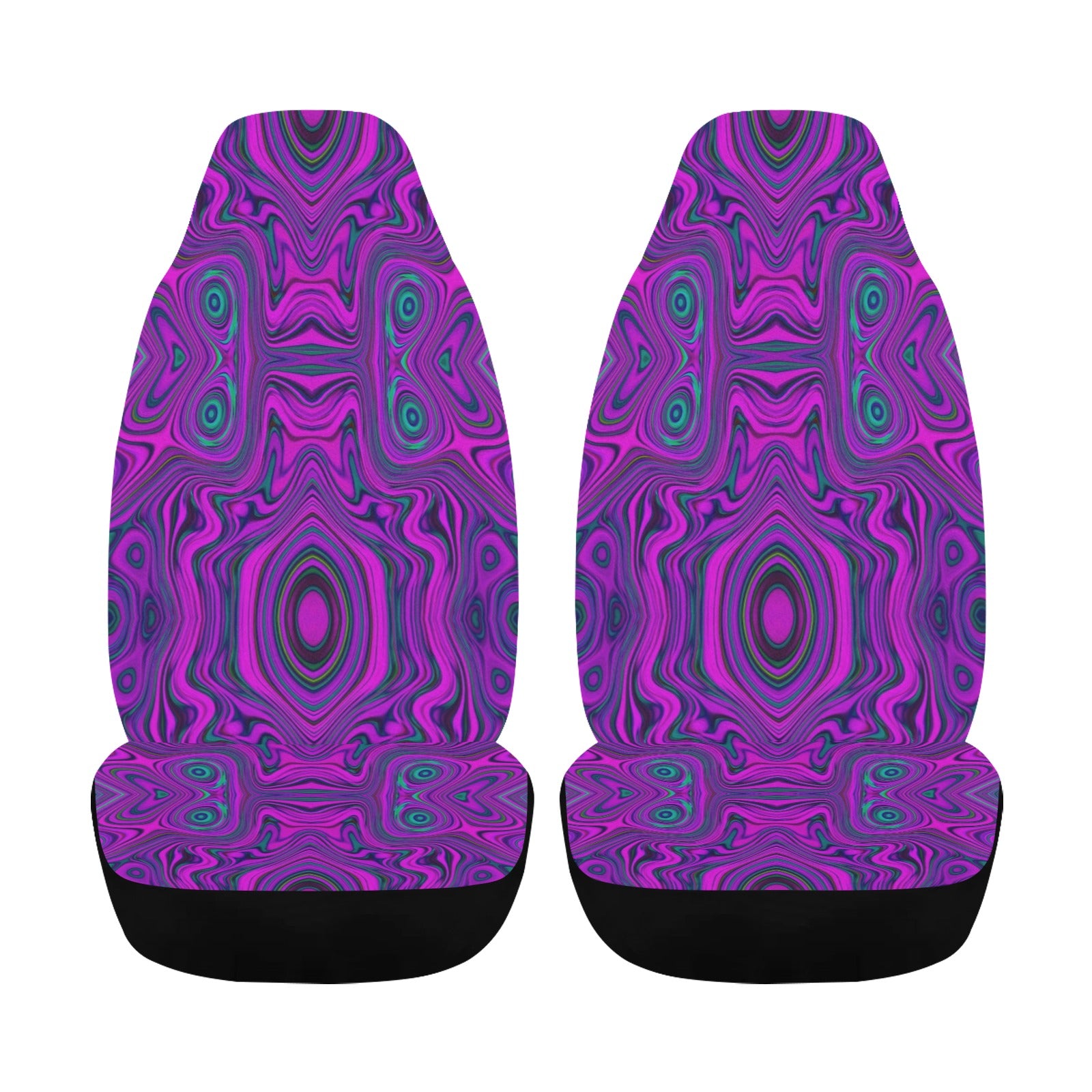 Car Seat Covers, Trippy Retro Magenta and Black Abstract Pattern