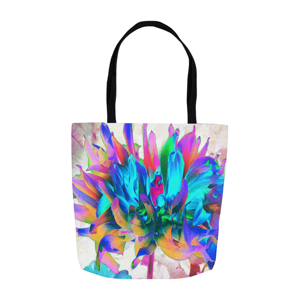 Floral Tote Bags, Stunning Watercolor Rainbow Cactus Dahlia