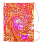 Laundry Bags - Large, Abstract Retro Magenta and Autumn Colors Floral Swirl