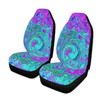 Car Seat Covers, Aquamarine and Magenta Cool Retro Liquid Swirl