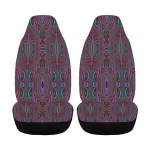 Car Seat Covers, Trippy Seafoam Green and Magenta Abstract Pattern