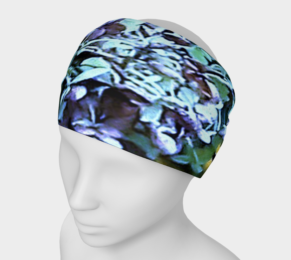 Wide Fabric Headband, Abstract Fall Hydrangea Bloom with Pink Highlights, Face Covering