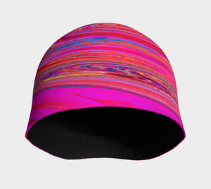 Beanie Hats, Groovy Abstract Retro Red and Magenta Swirl
