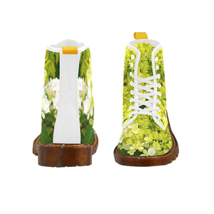 Boots for Women, Elegant Chartreuse Green Limelight Hydrangea - White