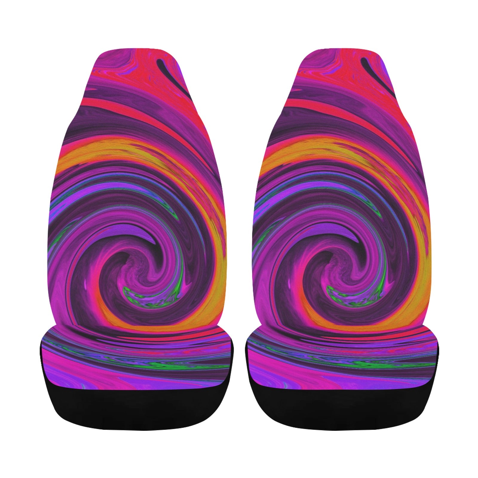 Car Seat Covers, Groovy Abstract Retro Purple and Orange Swirl