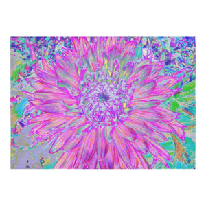 Tablecloths for Rectangle Tables, Cool Pink Blue and Purple Artsy Dahlia Bloom