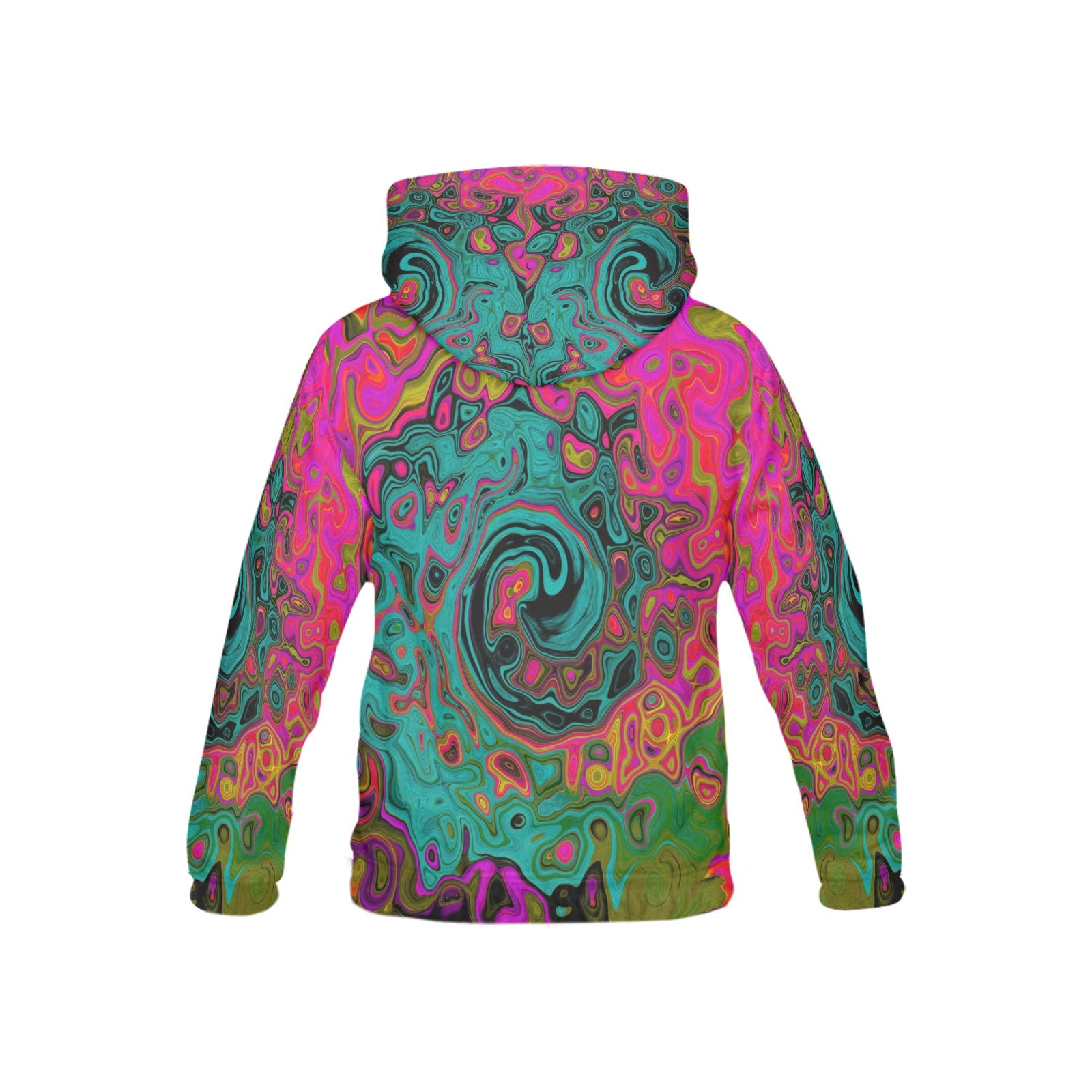 Hoodies for Kids, Trippy Turquoise Abstract Retro Liquid Swirl