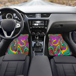 Car Floor Mats, Marbled Hot Pink and Sea Foam Green Abstract Art - Front Set of Two