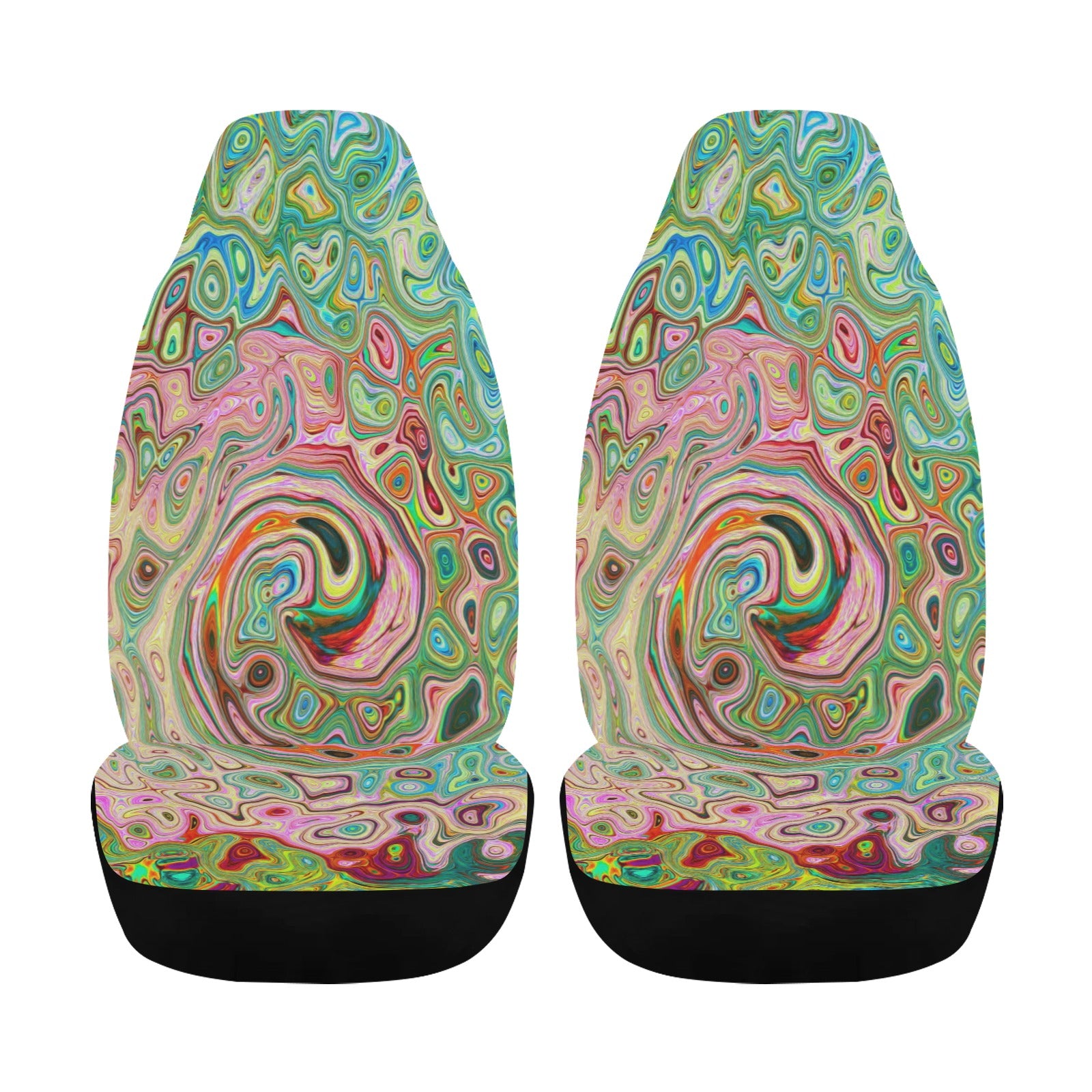 Car Seat Covers - Retro Groovy Abstract Colorful Rainbow Swirl
