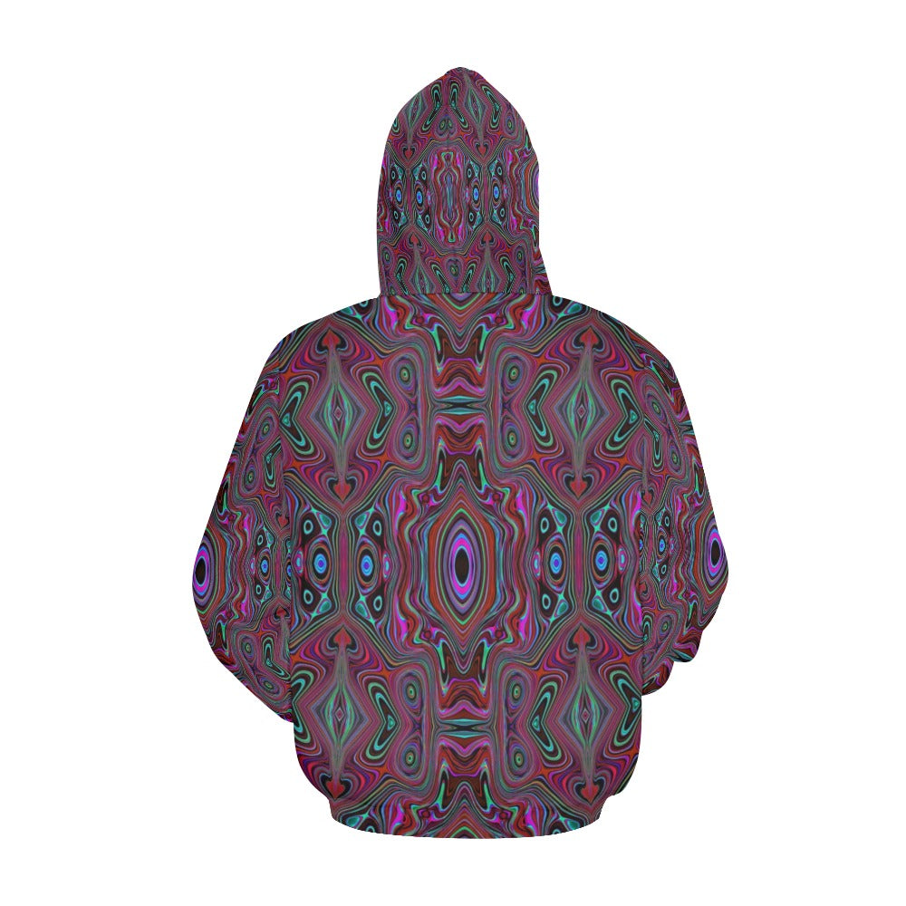 Hoodies for Women, Trippy Seafoam Green and Magenta Abstract Pattern