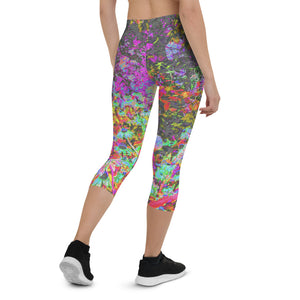 Capri Leggings, Psychedelic Tropical Festival Garden Sunrise