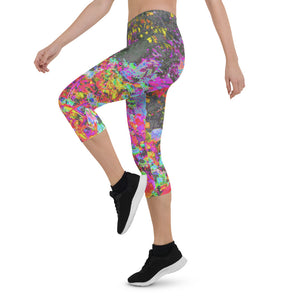 Capri Leggings, Psychedelic Tropical Festival Garden Sunrise