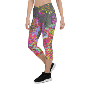 Capri Leggings, Psychedelic Tropical Festival Garden Sunrise